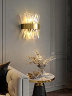 Art Deco Stainless Steel Crystal LED Wall Sconce Black Gold Bedroom Corridor