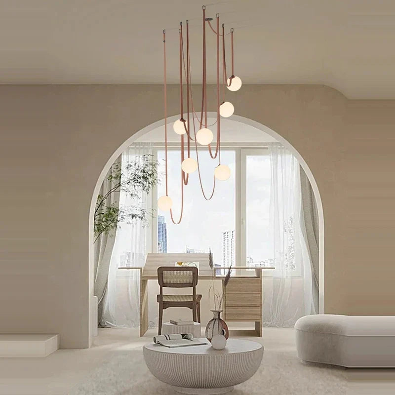 Glass Ball Pendant Lamp for Loft Living Dining Room, LED Lighting