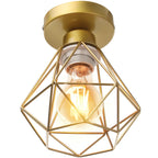 Gold Iron Cage Ceiling Light Modern Nordic Decor Retro Loft Fixture E27
