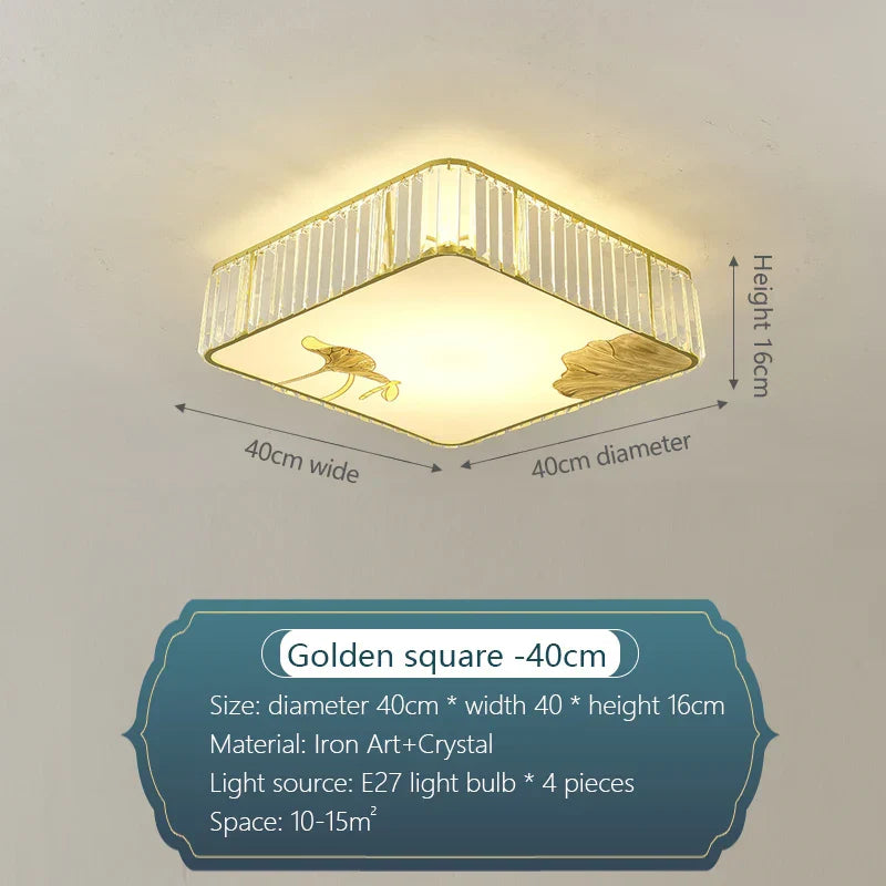 Crystal Chinese Style Ceiling Light for Living Room and Bedroom