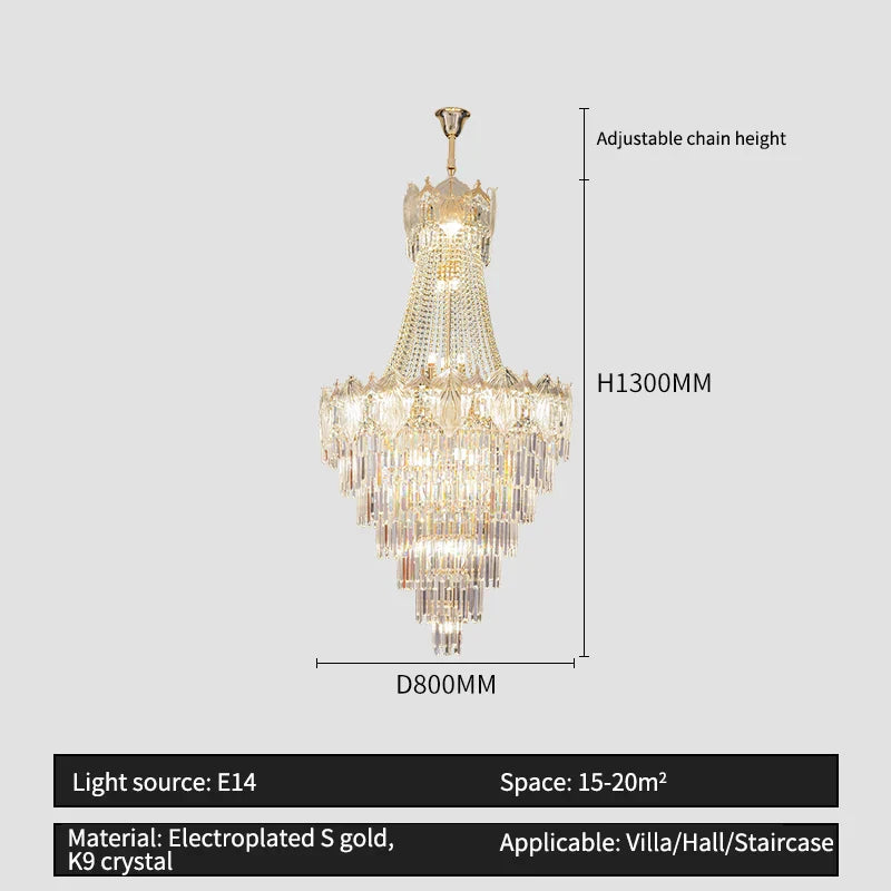 Elegant Crystal Duplex Chandelier for Livingroom, Hotel, and Villa
