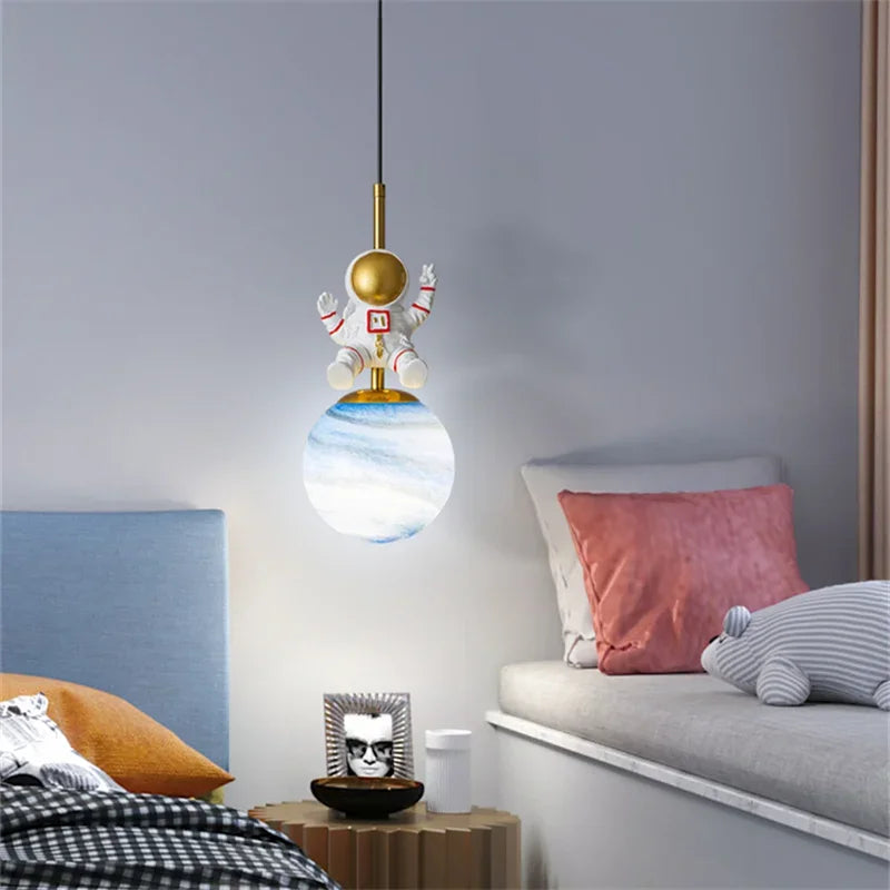 Astronaut Chandelier: Personalized Children's Room Decor Lighting for Warm Atmosphere