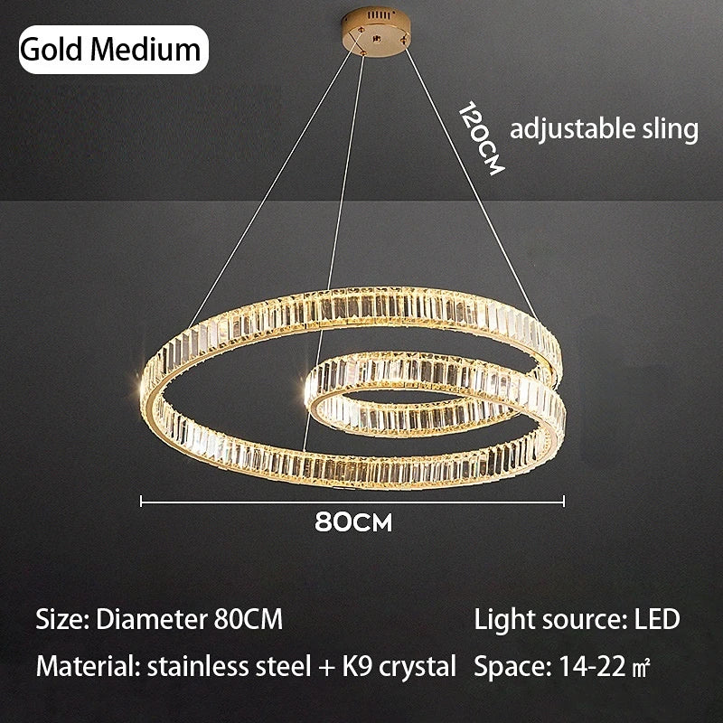 Crystal Chandelier LED Light Fixture, Luxury Decor Hanging Lamp, Modern Home Lighting