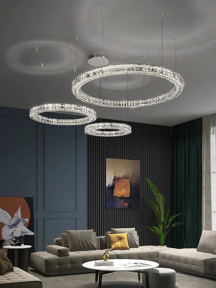 Luxury K9 Crystal Glass LED Chandelier for Living Room & Stairway Decor