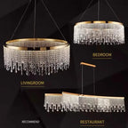 Modern Crystal Chandelier Pendant Light Luster LED Fixture for Home Living Dining Room