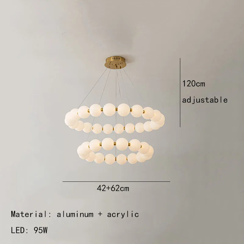 Nordic Ring LED Chandelier Acrylic Dimmable for Living Room Bedroom Hall