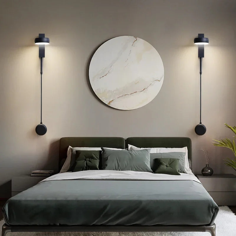 Black Rotating LED Wall Lamp for Bedroom, Stair, Aisle - Modern Indoor Lighting Fixtures