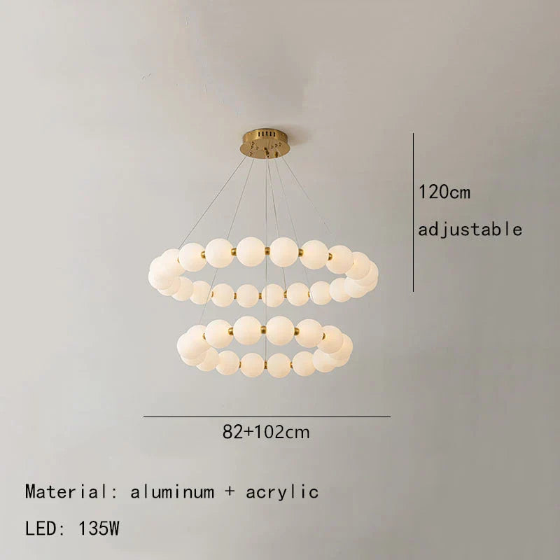 Nordic Ring LED Chandelier Acrylic Dimmable for Living Room Bedroom Hall