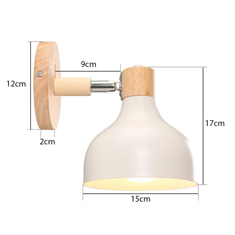 Wooden Wall Light Bedside Lamp Shade Modern Nordic E27 LED Sconce Living Room Lighting
