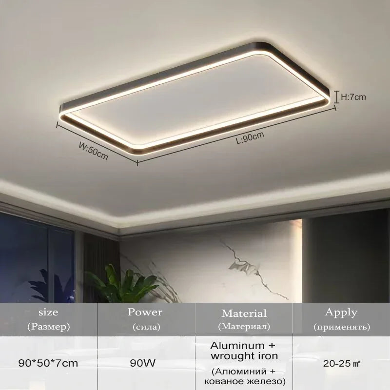 Square LED Ceiling Light for Bedroom Living Room Dining Room with Remote Dimming