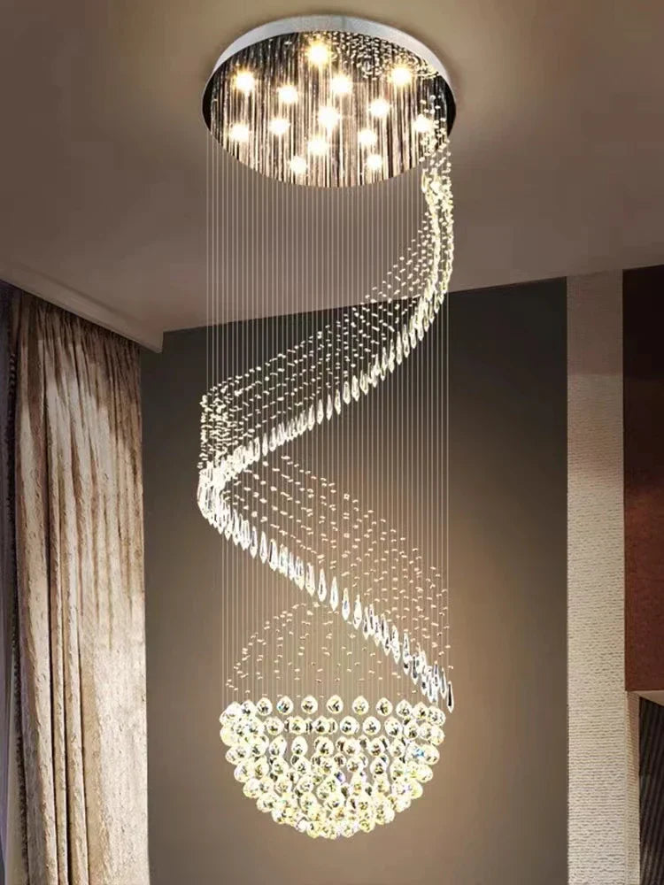 Crystal Chain Pendant Light Chandelier for Living Room and Staircase