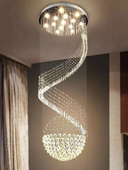 Crystal Chain Pendant Light Chandelier for Living Room and Staircase