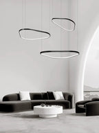 Geometric Ring LED Chandelier: Nordic Minimalist Pendant Light for Living, Dining, Bedroom