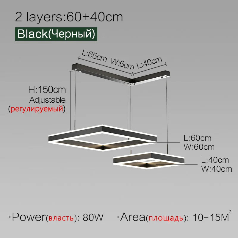 Modern Square LED Chandelier - New 2022 Minimalist Luxury Lighting