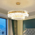 Ring Double-layer Crystal Chandelier for Living Room Dining Room Led Pendant