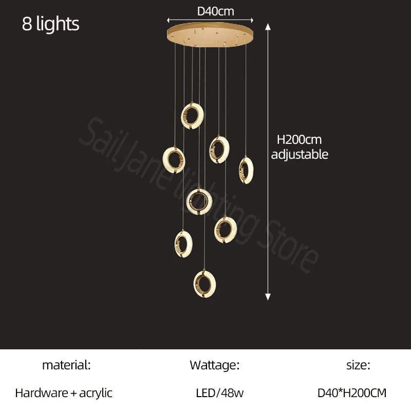 Modern Ring Chandelier for Living Room, Dining Room, Bedroom - Villa Attic Lighting