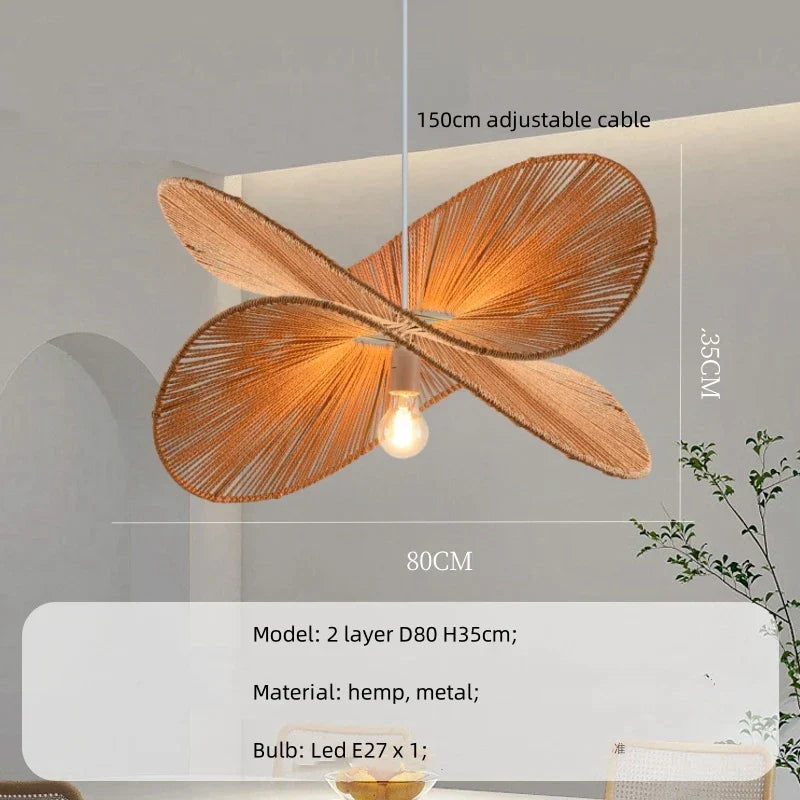 Hemp Pendant Lights: Wabi Sabi LED Indoor Lighting Fixtures