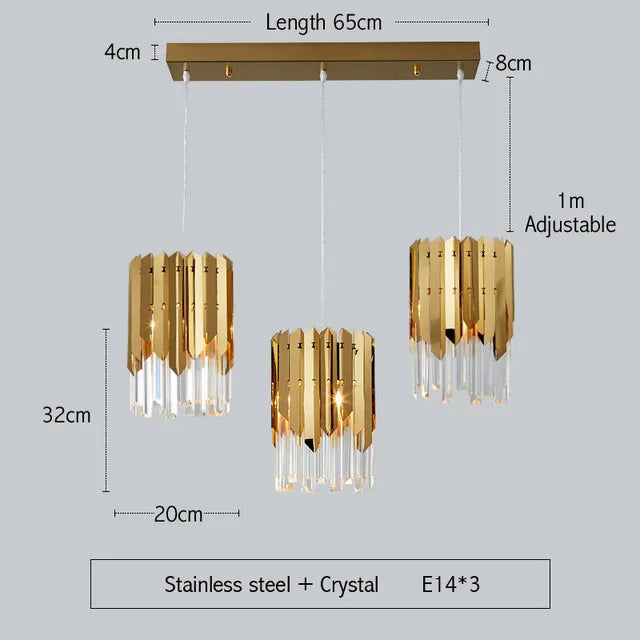 Luxury Crystal Round Chandelier LED Pendant Lamp for Living Room & Bedroom