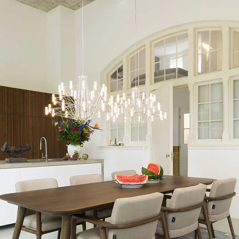 Luxe Iron Wire Round LED Chandelier for Living & Dining Room