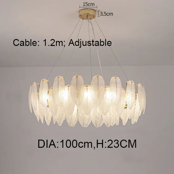 Gold Feather Chandelier LED Pendant Light for Home Decor
