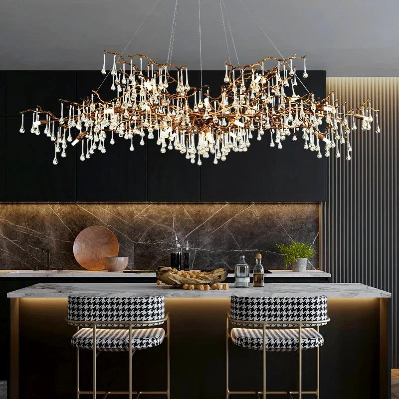 Gold Crystal Chandelier: Modern LED Luxury Lighting for Living Room Villa