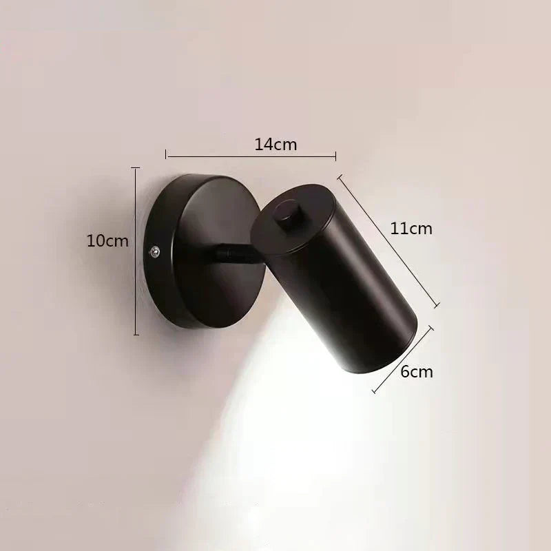 Nordic Bedroom Wall Sconce Lamp Rotating Spotlight in Gold Black