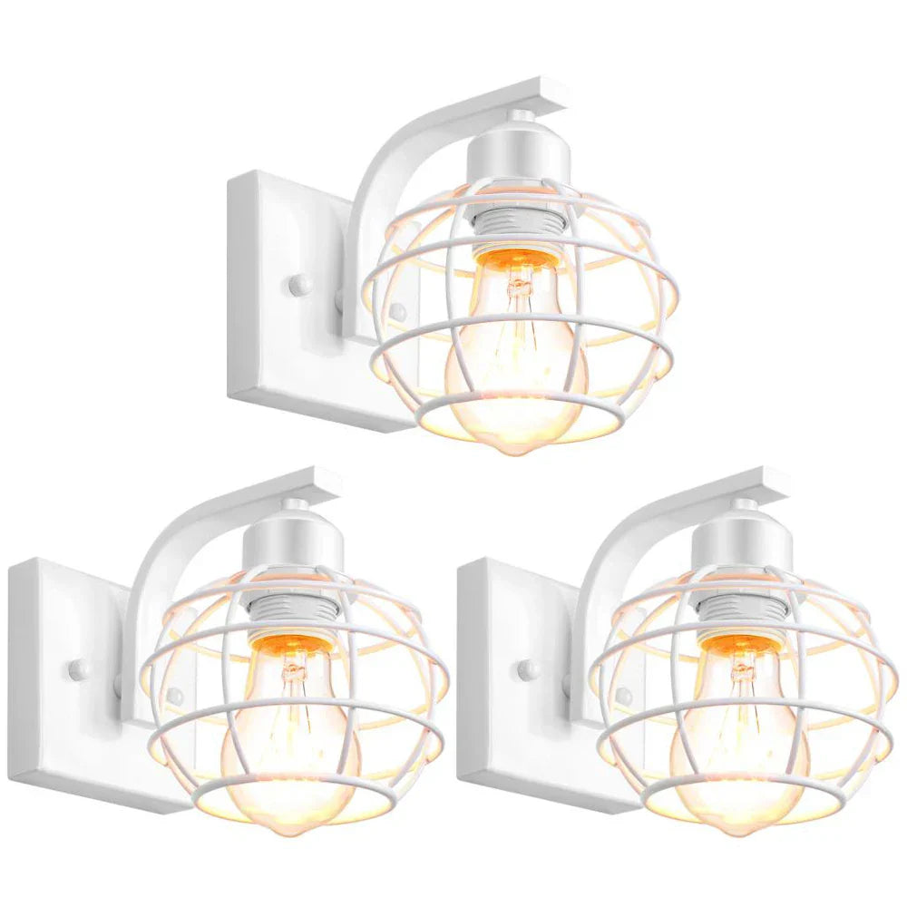 Industrial Vintage LED Wall Light Iron Cage Sconce Indoor Lighting