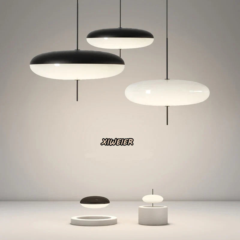 Modern LED Black White Chandelier for Restaurant Living Room Bedroom Bar