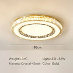 Gold Crystal Ceiling Lamp Double Layer Modern Chandelier Led Glossy Bedroom Decor