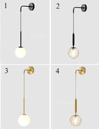 Round LED Glass Wall Lamp Scandinavian Bedside Reading Light E27