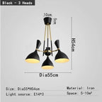 Afralia Nordic LED Multiple Head Chandelier - Black/White Iron Art - Living Room/Bedroom/Kitchen/Hotel