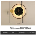 Nordic Wall Lamp Clock Modern Silent Bedroom Decor Lighting