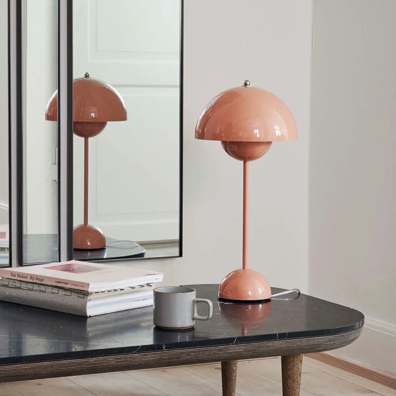Iron Mushroom Shape Macaron Table Lamp - Modern Minimalist LED Home Decoration