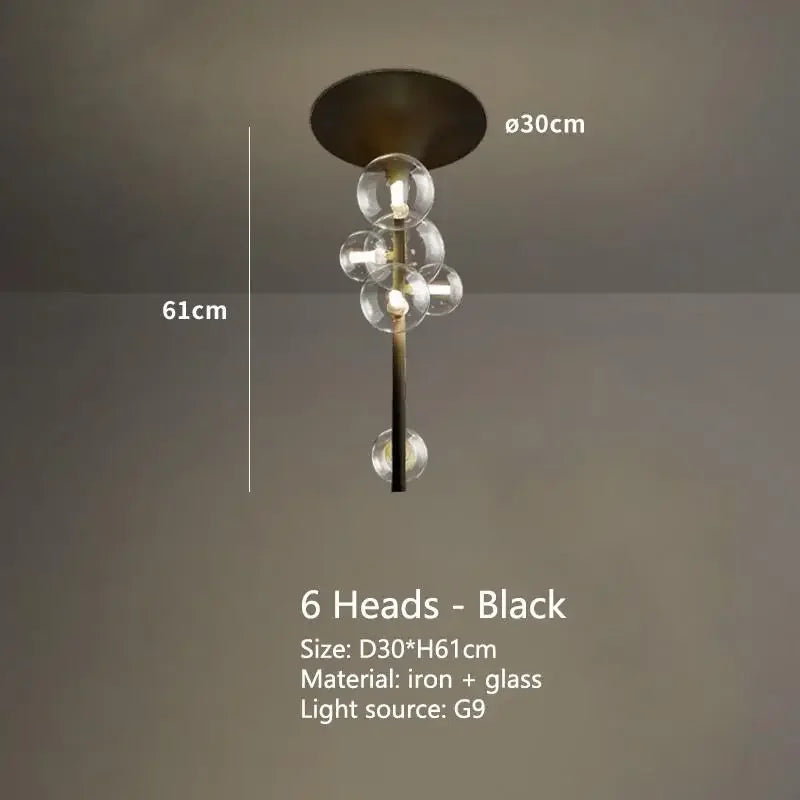 LED Bubble Chandelier Clear Glass Ball Pendant Lamp for Dining Room & Bar