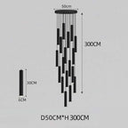 Black LED Crystal Staircase Chandelier: Modern Nordic Design, Creative Island Hanging Lamp