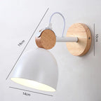 Modern Nordic Wooden Wall Lights Bedside Sconce by - White Lampshade, E27