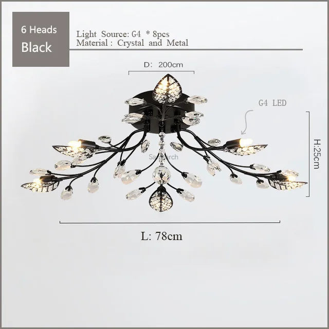 Crystal Ceiling Chandelier LED Fixture Lights for Living Room Bedroom by Samsarah Lighting