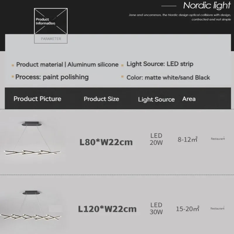 Modern Dimmable LED Chandelier for Long Dining Table, Kitchen, Bar - Pendant Lights