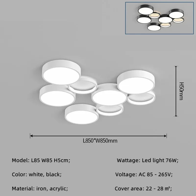 Modern Circles LED Ceiling Light for Living Room Bedroom