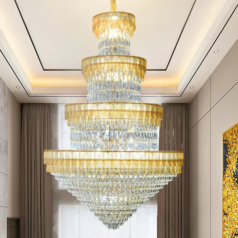 European-Style Duplex Villa Loft Crystal Chandelier - High-End Luxury Lighting Solution