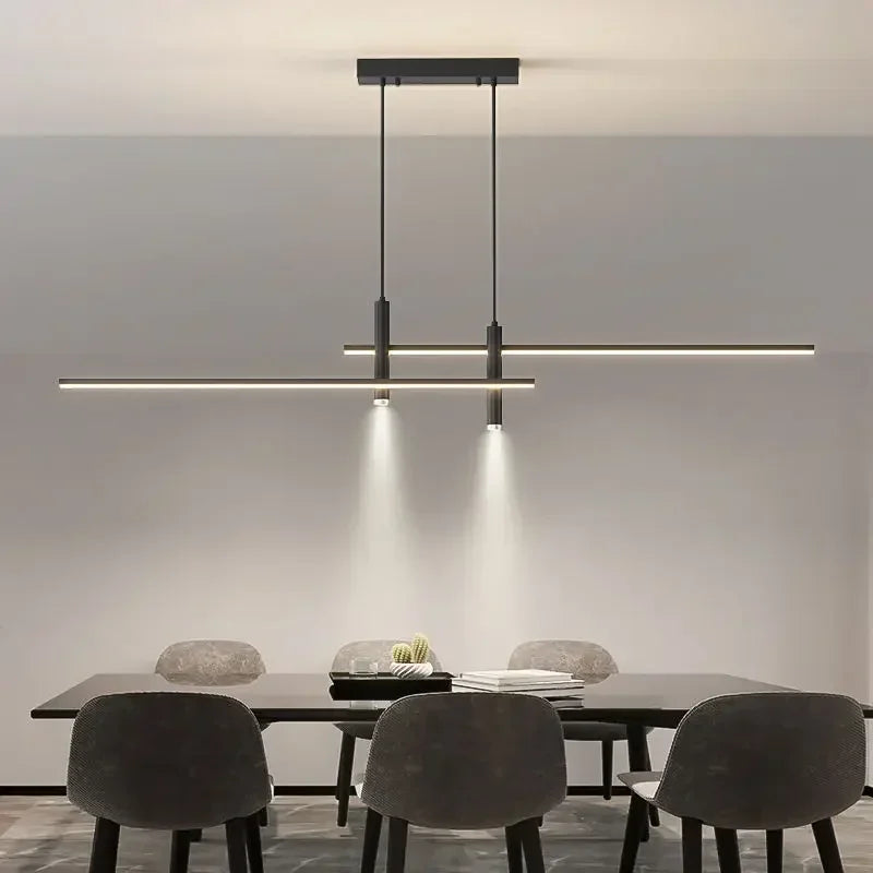 Minimalist LED Pendant Light in Black Gold for Dining Room Chandelier Home Lighting