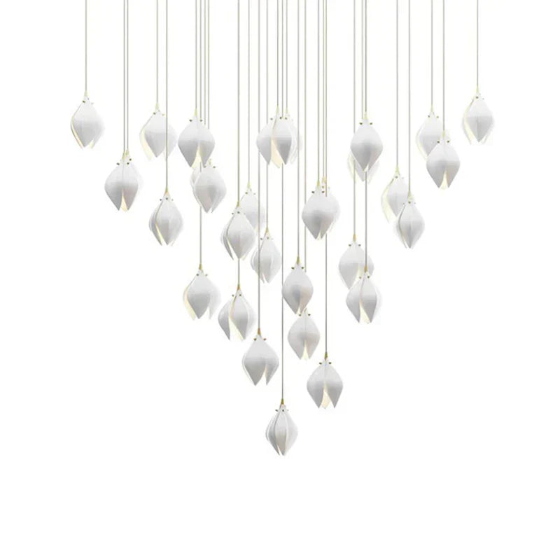 Petals G9 LED Pendant Light: Modern Ceramics Lustre for Hotel Lobby, Villa, Living Room, Stairs