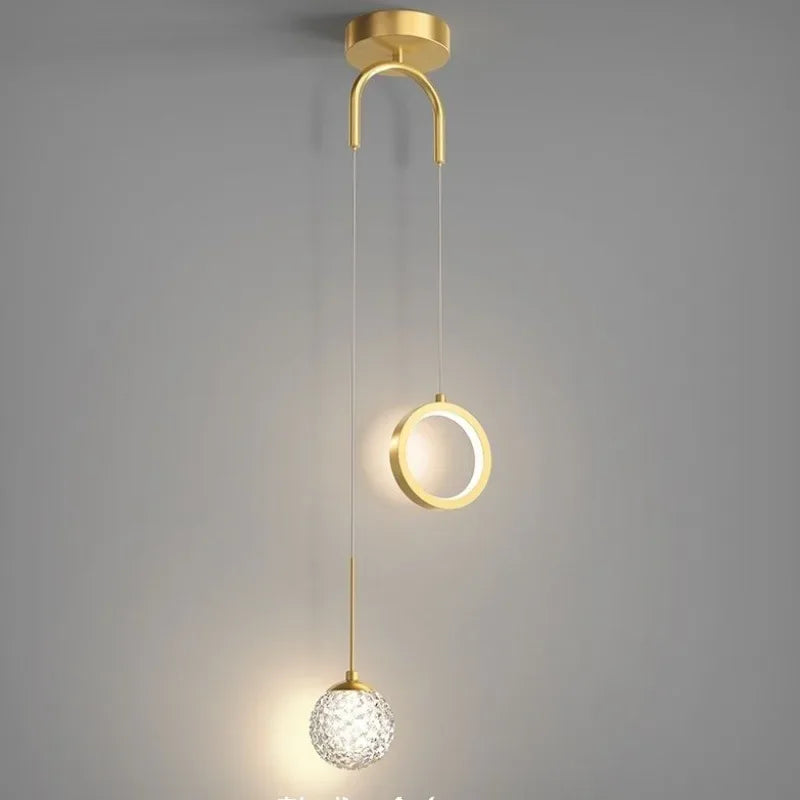 Gold Ring LED Pendant Light for Ceiling Suspension in Luxury Design