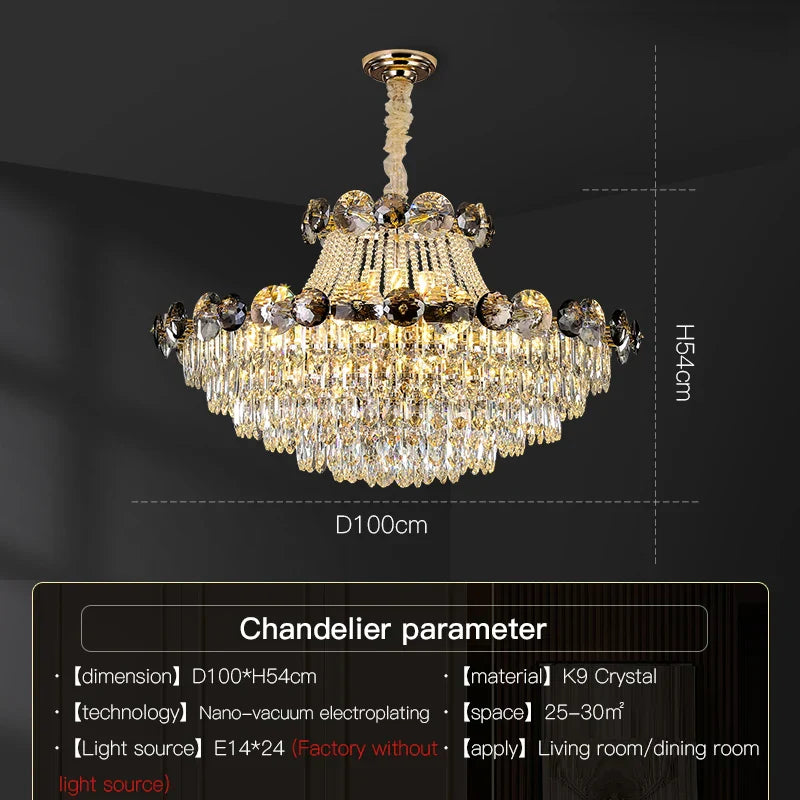 Crystal Light Luxury Chandelier for Living Room Dining Bedroom
