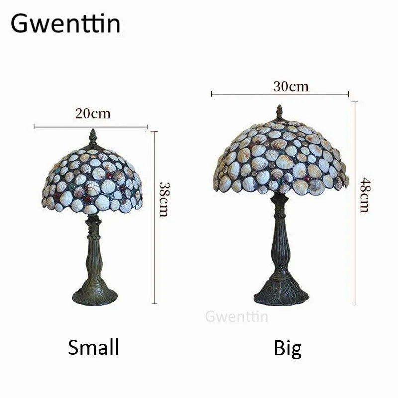 Stained Glass Shell Tiffany Table Lamp for Home Bedroom Lighting Fixtures
