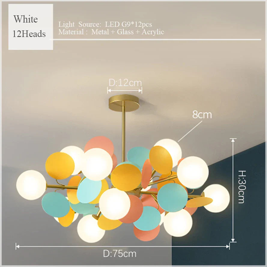 Scandinavian Chandelier: Colorful Magic Bean Tree Branch Light for Living Room