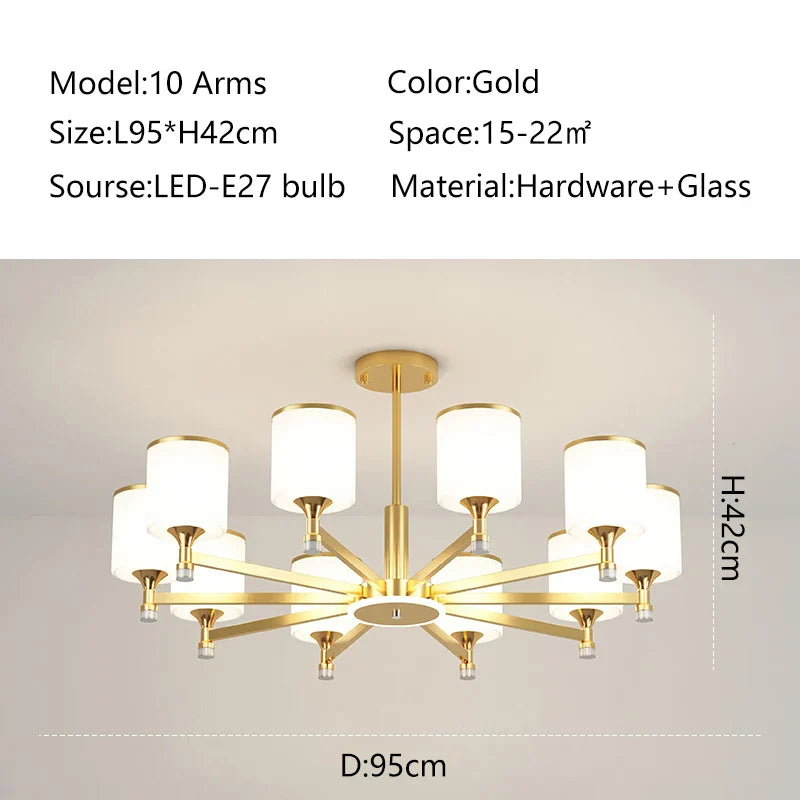 Glass Chandelier: Nordic Modern LED Hanging Light for Living Room and Bedroom