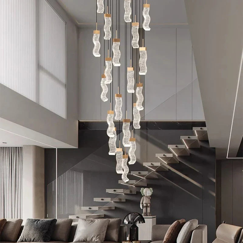 Crystal Chandelier Stair Pendant Lamp Living Room Pendant Lights Interior Lighting
