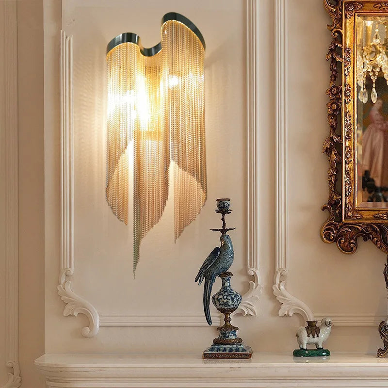 Tassel Chain Wall Light: High-End LED Decor for Bedroom, Living Room & TV