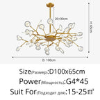 Branch Shape Firefly Ceiling Chandelier G4 Led Lighting Indoor Hanging Lamp